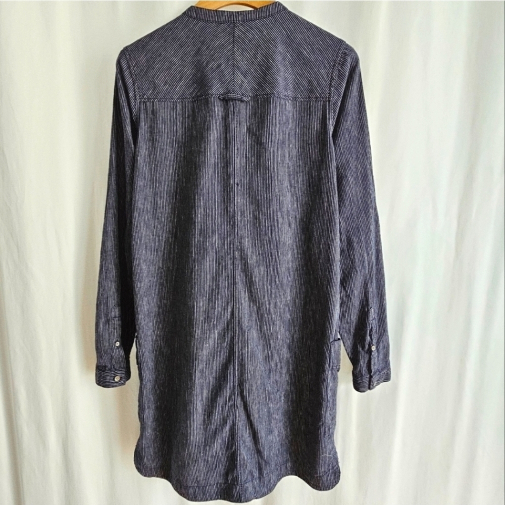 🇨🇦 Roots Navy Blue Stripe Hemp Shirt Dress - Picture 6 of 16